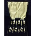 Boxed set of six silver teaspoons by H Samuel. Marked Sheffield 1941
