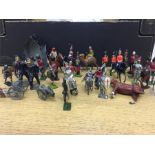 A large selection of lead, Britains, figures, mainly soldiers.