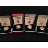 Four Royal Mint silver proof one pound coins