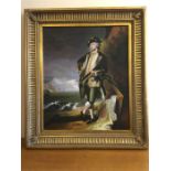 Oil on canvas classic style painting of a naval officer in a gilt frame