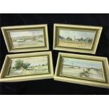 Set of four framed watercolours by Jason Partner. Evening Nr Sntingham Church, Norfolk, Summer in