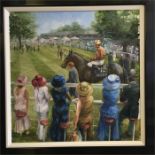 Oil on canvas contemporary painting of the Ascot parade ring signed Elena Eros 2010