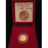 A 1980 Proof half gold sovereign