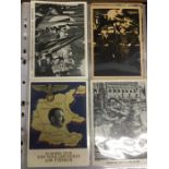 A selection of WWII German, Russian postcards, photographs in a folder.