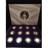 The Coronation Anniversary Silver Proof Collection, twelve silver proof fifty pence pieces