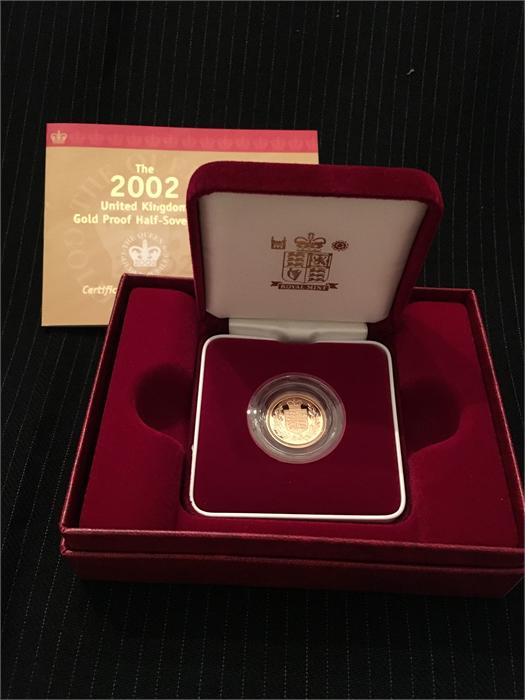 A 2002 gold proof half-sovereign