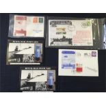 selection of commemorative post cards and first day cover stamps relating to the First UK Aerial