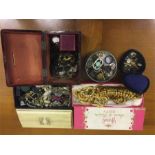 A large volume of costume jewellery and attractive boxes
