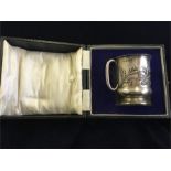 A silver cup weighing 38g in a presentation case, To Miss PM Webling by the NCOs & Men of NO V