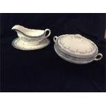 Aynsley service terrine with lid and a sauce boat with plate.