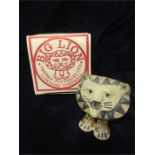 A Big Lion in original box by Tremar Potteries Ltd, Liskeard, Cornwall