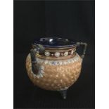 Doulton Lambeth three footed cauldron, vase