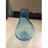 Hand Blown aquamarine glass vase