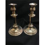 Pair of silverplated candlesticks, presented by Air Marshall Sir Aubrey Ellwood