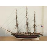 A handmade model ship