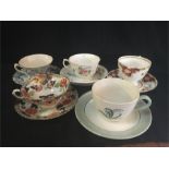 Selection of china teacups and saucers to include Copeland Spode and Royal Staffordshire