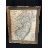An 1856 framed map of New Jersey