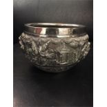 Oriental white metal bowl