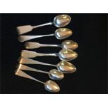 A selection of seven silver teaspoons (130g)