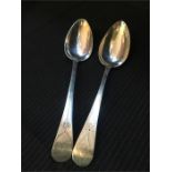 Two silver spoons hallmarked London 1794-95 (131g)