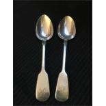Two London hallmarked silver spoons 1843-4 and 1844-5 (68g)
