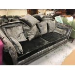 A pair of Italian bespoke silver velvet sofas