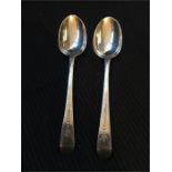 Pair of silver spoons hallmarked London 183-84 (105g)