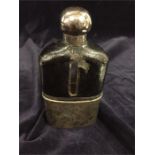 A hip flask with a silver cup, hallmarked London 1888-9