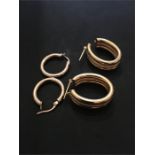 Two pairs of 9ct earrings