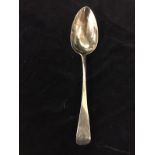 Georgian silver serving spoon marked Exeter 1825. 59.7