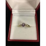A 9ct gold Amethyst and Diamond ring