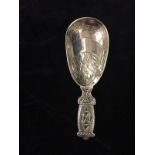 Silver caddy spoon marked Birmingham 1896. 26.3gms