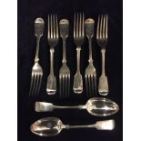 Six Victorian desert forks and two desert spoons to match. Marked Sheffield 1899. 405gms