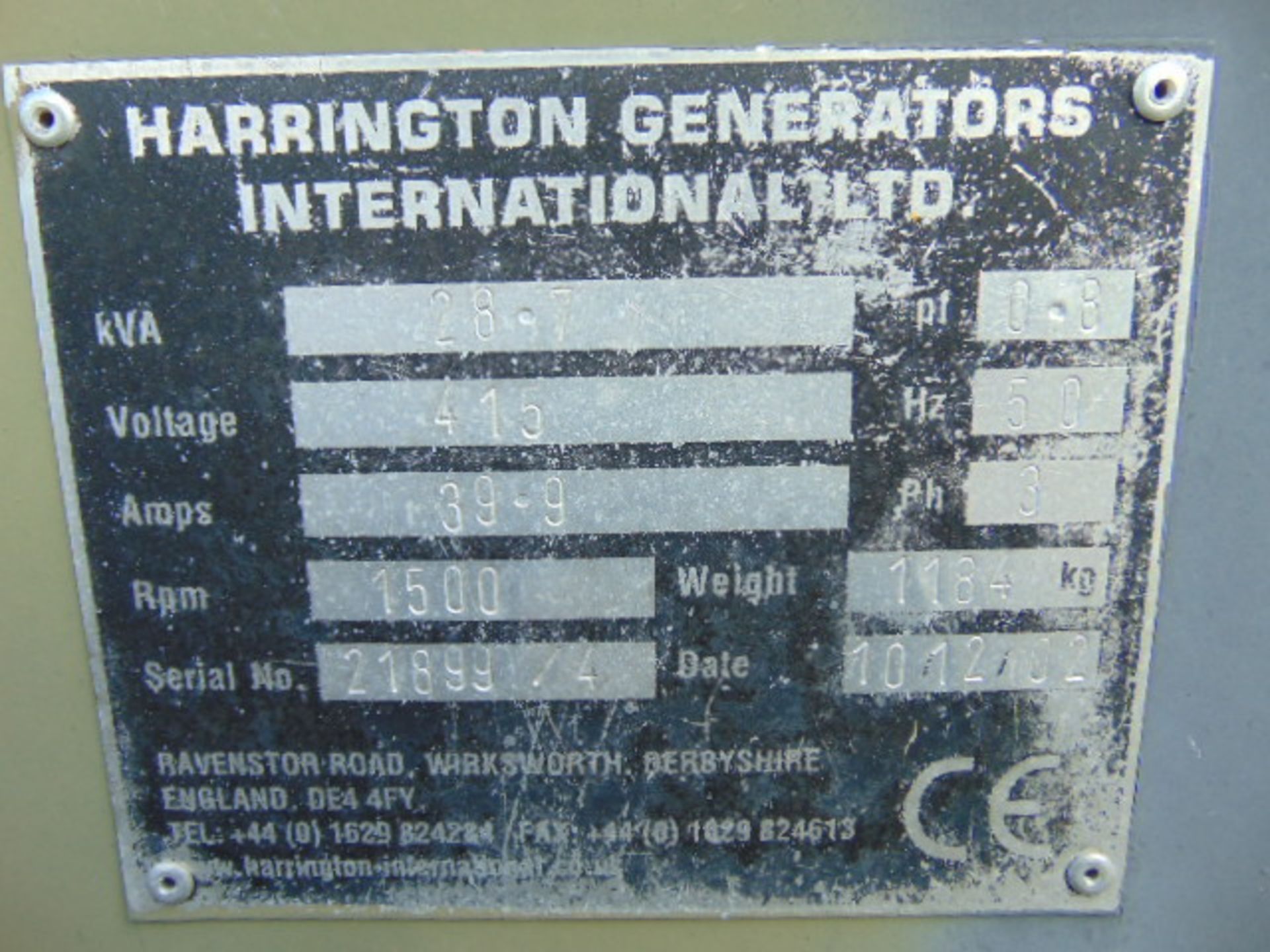 Harrington 28.7 KVA 3 phase Diesel Generator - Image 8 of 9