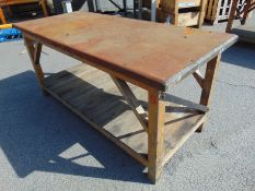 Wooden Steel Topped Work Bench