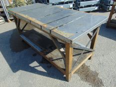 Wooden Steel Topped Work Bench