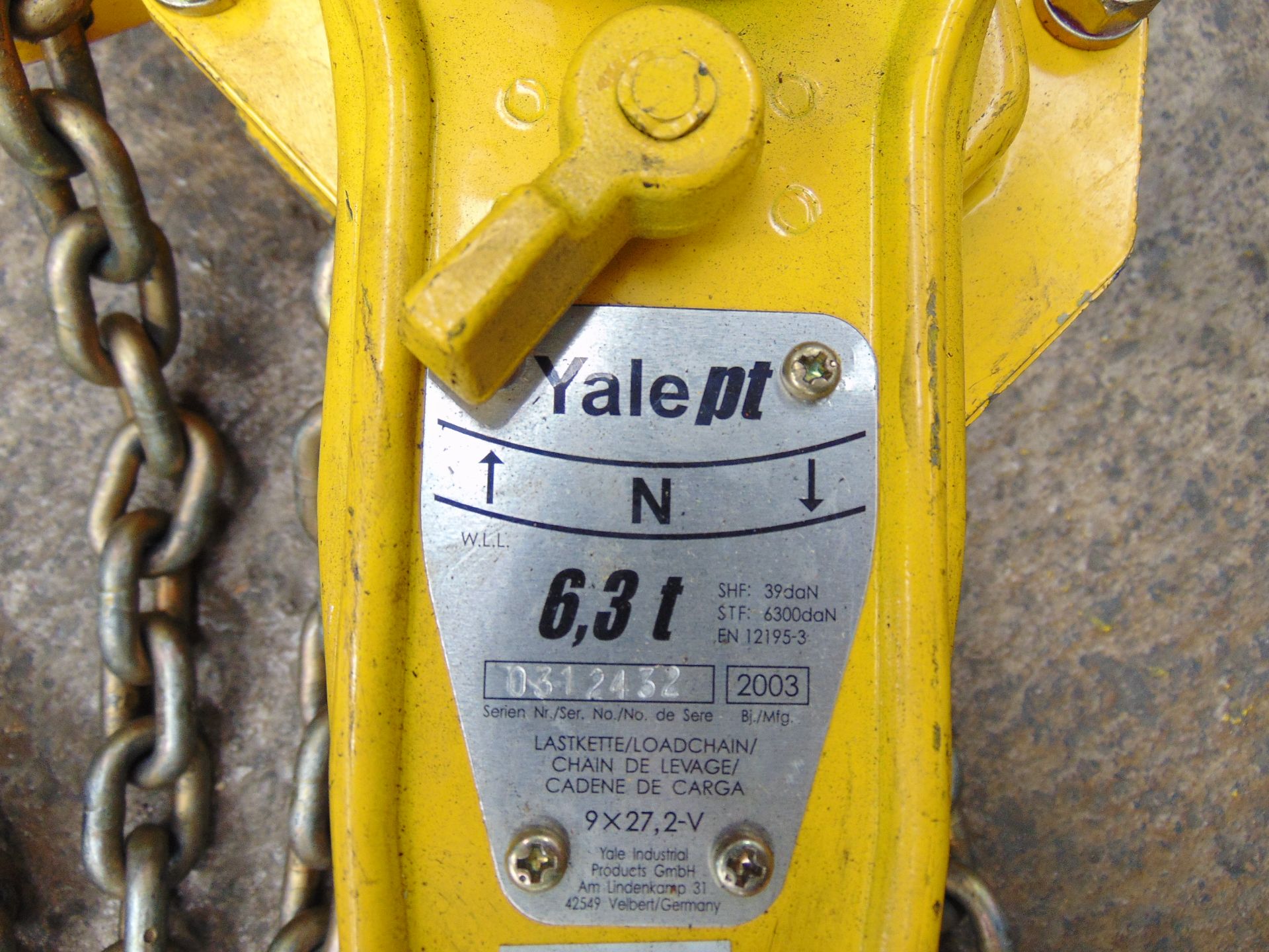 6.3t PT Yale Ratchet Lever Hoist - Image 3 of 3