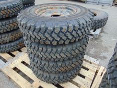 4 x Michelin XZL 7.50 R16 Tyres complete with tyre studs and Wolf Rims