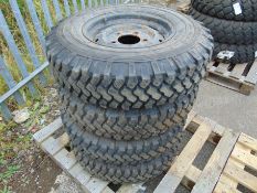 4 x Michelin XZL 7.50 R16 Tyres complete with tyre studs and Wolf Rims