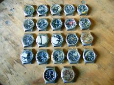 22 x Genuine British Army CWC quartz wrist watches - Spares or Repairs