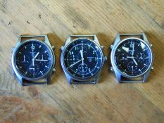 3 x Seiko Pilots Chronograph Watches