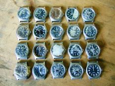 20 x Genuine British Army CWC, Precista and Pulsar quartz wrist watches - Spares or Repairs