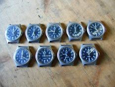 9 x Genuine British Army CWC quartz wrist watches