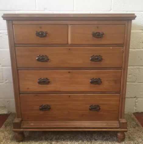 A late Victorian satinwood chest of two short and three long graduated drawers