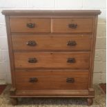 A late Victorian satinwood chest of two short and three long graduated drawers