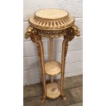 A cream and gilt coloured circular French-style bust or jardiniere stand