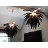 Jeremy Cole Lighting, Hanging Lights / Aloe Blossom Noir, hand made white bone china with clear