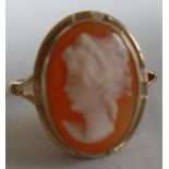 A Victorian-style 9ct gold cameo ring, size M/N, 3g approx