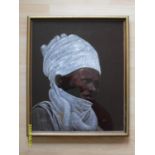 Enbee, 'MAN WITH HEADDRESS', oil on linen, framed, glazed 45 x 37 cm and signed bottom right