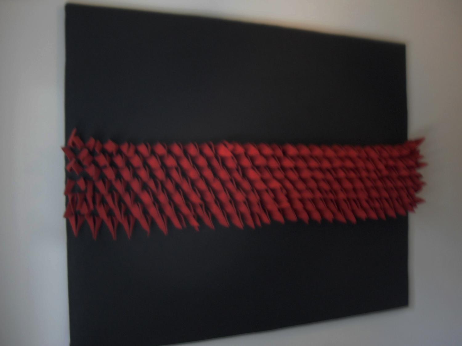 Anne Kyyro Quinn (Finnish), TULIPS, luxurious wool felt on panel 120 x 150 cm, 3-dimentional - Image 4 of 4